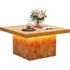 image:imageYITAHOME Coffee Table Square LED Coffee Table Burl Wood Grain Tea Coffee Tables for Living RoomApartment Modern Wooden Center Table for Office Decor Burl WoodBrown