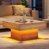 image:imageYITAHOME Coffee Table Square LED Coffee Table Burl Wood Grain Tea Coffee Tables for Living RoomApartment Modern Wooden Center Table for Office Decor Burl WoodBrown