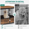 image:imageYITAHOME Dog Crate Furniture Heavy Duty Dog Cage Wooden Side End Table with Wheels ChewResistant Metal Dog Kennel with Removable Tray Dog House Indoor for Small Medium Dogs WhiteRustic Brown