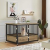 image:imageYITAHOME Dog Crate Furniture Heavy Duty Dog Cage Wooden Side End Table with Wheels ChewResistant Metal Dog Kennel with Removable Tray Dog House Indoor for Small Medium Dogs WhiteGreige