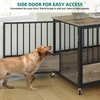 image:imageYITAHOME Dog Crate Furniture Heavy Duty Dog Cage Wooden Side End Table with Wheels ChewResistant Metal Dog Kennel with Removable Tray Dog House Indoor for Small Medium Dogs WhiteGreige