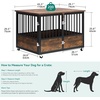 image:imageYITAHOME Dog Crate Furniture Heavy Duty Dog Cage Wooden Side End Table with Wheels ChewResistant Metal Dog Kennel with Removable Tray Dog House Indoor for Small Medium Dogs WhiteRustic Brown