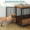 image:imageYITAHOME Dog Crate Furniture Heavy Duty Dog Cage Wooden Side End Table with Wheels ChewResistant Metal Dog Kennel with Removable Tray Dog House Indoor for Small Medium Dogs WhiteRustic Brown