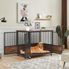 image:imageYITAHOME Dog Crate Furniture Heavy Duty Dog Cage Wooden Side End Table with Wheels ChewResistant Metal Dog Kennel with Removable Tray Dog House Indoor for Small Medium Dogs WhiteRustic Brown