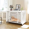 image:imageYITAHOME Dog Crate Furniture Heavy Duty Dog Cage Wooden Side End Table with Wheels ChewResistant Metal Dog Kennel with Removable Tray Dog House Indoor for Small Medium Dogs WhiteWhite