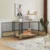 image:imageYITAHOME Dog Crate Furniture Heavy Duty Dog Cage Wooden Side End Table with Wheels ChewResistant Metal Dog Kennel with Removable Tray Dog House Indoor for Small Medium Dogs WhiteGreige