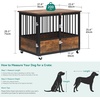 image:imageYITAHOME Dog Crate Furniture Heavy Duty Dog Cage Wooden Side End Table with Wheels ChewResistant Metal Dog Kennel with Removable Tray Dog House Indoor for Small Medium Dogs WhiteRustic Brown