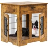 image:imageYITAHOME Dog Crate Furniture30 inch Heavy Duty Dog Kennel End Table with Drawer 2 Doors Large Wooden Dog Crate Table Indoor Dog House for Large Medium Small Dogs Brown
