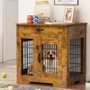 image:imageYITAHOME Dog Crate Furniture30 inch Heavy Duty Dog Kennel End Table with Drawer 2 Doors Large Wooden Dog Crate Table Indoor Dog House for Large Medium Small Dogs Brown