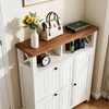 image:imageYITAHOME Farmhouse Shoe Cabinet with 2 Flip Drawers Wood Shoe Rack wAdjustable Shelves and Open Storage Rustic Entryway Organizer for Hallway Foyer Porch Living Room WhiteWhite