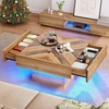image:imageYITAHOME LED Game Coffee Table with 2 Drawers Storage Square Modern Coffee Table Engineered Wood Low Coffee Tables for Living Room Decor Farmhouse Rustic Center Table BrownBrown