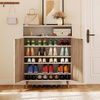 image:imageYITAHOME Shoe Cabinet with Doors 5Tier Shoe Storage Cabinet with Open Shelves Large Capacity Wooden Shoes Rack Organizer with Pine Wood Legs for Entryway Hallway Closet White amp Oak Color