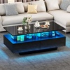 image:imageYITAHOME Square Coffee Table Coffee Tables for Living Room with LED Lights Modern Cocktail Coffee Table for Decor BlackGlossy Black