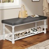 image:imageYITAHOME 48 Inch Entryway Bench Storage Bench with Metal Shelf amp Cushioned Seat Indoor Shoe Rack Bench Seat for Dressing Room Bedroom Hallway Entrance Brown amp BlackGrey  White