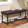 image:imageYITAHOME 48 Inch Entryway Bench Storage Bench with Metal Shelf amp Cushioned Seat Indoor Shoe Rack Bench Seat for Dressing Room Bedroom Hallway Entrance Brown amp BlackBrown  Black