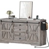image:imageYITAHOME 60 Large Buffet Sideboard Buffet Cabinet with 2 Barn Doors and 4 Drawers High Buffet Table Coffee Bar Storage Cabinet Wine Bar for Dining Room Living Room 32 in Height Grey