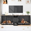 image:imageYITAHOME 945 Large Dog Crate Furniture with Feeder Bowls Heavy Duty Dog Kennel with Room Divider and Drawer Wooden Dog House TV Stand Table Indoor for 2 LargeMedium Dogs Black