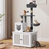 image:imageYITAHOME Cat Tree with Litter Box Enclosure 2in1 Cat Furniture Modern Cat Condo with Cat House Perch Food Station Hammocks Scratch Post Hair Brush 535 Inch WhiteMilk White
