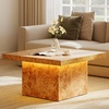 image:imageYITAHOME Coffee Table Square LED Coffee Table Burl Wood Grain Tea Coffee Tables for Living RoomApartment Modern Wooden Center Table for Office Decor Burl WoodBrown