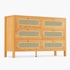 image:imageYITAHOME Rattan TV Stand up to 55  Boho Entertainment Center with 6 Storage Cabinet and Golden Handles  TV Media Console for Living RoomBedroomOffice  Natural Oak