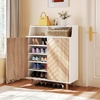 image:imageYITAHOME Shoe Cabinet with Doors 5Tier Shoe Storage Cabinet with Open Shelves Large Capacity Wooden Shoes Rack Organizer with Pine Wood Legs for Entryway Hallway Closet White amp Oak Color