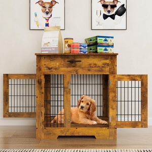 image:imageYITAHOME Dog Crate Furniture30 inch Heavy Duty Dog Kennel End Table with Drawer 2 Doors Large Wooden Dog Crate Table Indoor Dog House for Large Medium Small Dogs Brown