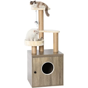 image:imageYITAHOME Litter Box Enclosure with Cat Tree Modern Cat Tower for Indoor Cats 48Inch Cat Litter Furniture with Sisal Scratching Post Grey