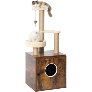 image:imageYITAHOME Litter Box Enclosure with Cat Tree Modern Cat Tower for Indoor Cats 48Inch Cat Litter Furniture with Sisal Scratching Post and Toys Brown