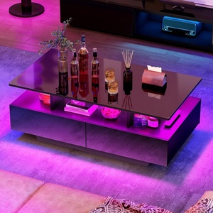 image:imageYITAHOME Square Coffee Table Coffee Tables for Living Room with LED Lights Modern Cocktail Coffee Table for Decor BlackGlossy Black