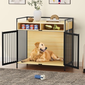 image:imageYITAHOME XL Dog Crate Furniture 41 with 2 Drawers Large Dog Kennel End Table Wooden Dog Cage Indoor Dog House Pet Crate Table with Double Doors for Large Small Medium Dogs Walnut Color