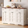 image:imageYITAHOME Farmhouse Kitchen Island Tilt Out Trash Can Cabinet 583 Kitchen Storage Island with 3 Drawers 2 TiltOut Bins Compartment for 10 Gallon Trash Cans Adjustable Shelf amp Metal HandleWhite Oak