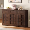 image:imageYITAHOME Farmhouse Kitchen Island Tilt Out Trash Can Cabinet 583 Kitchen Storage Island with 3 Drawers 2 TiltOut Bins Compartment for 10 Gallon Trash Cans Adjustable Shelf amp Metal HandleBrown Oak