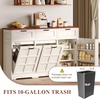 image:imageYITAHOME Farmhouse Kitchen Island Tilt Out Trash Can Cabinet 583 Kitchen Storage Island with 3 Drawers 2 TiltOut Bins Compartment for 10 Gallon Trash Cans Adjustable Shelf amp Metal HandleWhite Oak