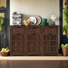 image:imageYITAHOME Farmhouse Kitchen Island Tilt Out Trash Can Cabinet 583 Kitchen Storage Island with 3 Drawers 2 TiltOut Bins Compartment for 10 Gallon Trash Cans Adjustable Shelf amp Metal HandleBrown Oak