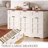 image:imageYITAHOME Farmhouse Kitchen Island Tilt Out Trash Can Cabinet 583 Kitchen Storage Island with 3 Drawers 2 TiltOut Bins Compartment for 10 Gallon Trash Cans Adjustable Shelf amp Metal HandleWhite Oak