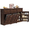 image:imageYITAHOME Farmhouse Kitchen Island Tilt Out Trash Can Cabinet 583 Kitchen Storage Island with 3 Drawers 2 TiltOut Bins Compartment for 10 Gallon Trash Cans Adjustable Shelf amp Metal HandleBrown Oak