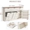 image:imageYITAHOME Farmhouse Kitchen Island Tilt Out Trash Can Cabinet 583 Kitchen Storage Island with 3 Drawers 2 TiltOut Bins Compartment for 10 Gallon Trash Cans Adjustable Shelf amp Metal HandleWhite Oak