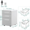 image:imageYITAHOME 3Drawer Rolling File Cabinet Metal Mobile File Cabinet with Lock Filing Cabinet Under Desk fits LegalA4 Size for HomeOffice Fully AssembledGray and WhiteGrey and White