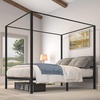 image:imageYITAHOME Metal Four Poster Canopy Bed Frame  14 Inch Platform Bed with Builtin Headboard Strong Metal Slat Mattress Support No Box Spring Needed Black King SizeCanopy Bed