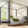 image:imageYITAHOME Metal Four Poster Canopy Bed Frame  14 Inch Platform Bed with Builtin Headboard Strong Metal Slat Mattress Support No Box Spring Needed Black King SizeCanopy Bed