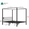 image:imageYITAHOME Metal Four Poster Canopy Bed Frame  14 Inch Platform Bed with Builtin Headboard Strong Metal Slat Mattress Support No Box Spring Needed Black King SizeCanopy Bed with USB Ports