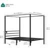 image:imageYITAHOME Metal Four Poster Canopy Bed Frame  14 Inch Platform Bed with Builtin Headboard Strong Metal Slat Mattress Support No Box Spring Needed Black King SizeCanopy Bed with USB Ports