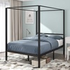 image:imageYITAHOME Metal Four Poster Canopy Bed Frame  14 Inch Platform Bed with Builtin Headboard Strong Metal Slat Mattress Support No Box Spring Needed Black King SizeCanopy Bed