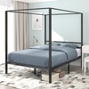 image:imageYITAHOME Metal Four Poster Canopy Bed Frame  14 Inch Platform Bed with Builtin Headboard Strong Metal Slat Mattress Support No Box Spring Needed Black King SizeCanopy Bed