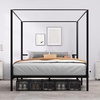 image:imageYITAHOME Metal Four Poster Canopy Bed Frame  14 Inch Platform Bed with Builtin Headboard Strong Metal Slat Mattress Support No Box Spring Needed Black King SizeCanopy Bed with USB Ports