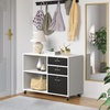 image:imageYITAHOME Wood File Cabinet 3 Drawer Mobile Lateral Filing Cabinet Storage Cabinet Printer Stand with 2 Open Shelves for Home Office Organization White 350156256LWH Wheels Included