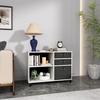image:imageYITAHOME Wood File Cabinet 3 Drawer Mobile Lateral Filing Cabinet Storage Cabinet Printer Stand with 2 Open Shelves for Home Office Organization White 350156256LWH Wheels Included