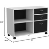 image:imageYITAHOME Wood File Cabinet 3 Drawer Mobile Lateral Filing Cabinet Storage Cabinet Printer Stand with 2 Open Shelves for Home Office Organization White 350156256LWH Wheels Included