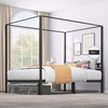 image:imageYITAHOME Metal Four Poster Canopy Bed Frame  14 Inch Platform Bed with Builtin Headboard Strong Metal Slat Mattress Support No Box Spring Needed Black King SizeCanopy Bed with USB Ports