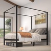 image:imageYITAHOME Metal Four Poster Canopy Bed Frame  14 Inch Platform Bed with Builtin Headboard Strong Metal Slat Mattress Support No Box Spring Needed Black King SizeCanopy Bed
